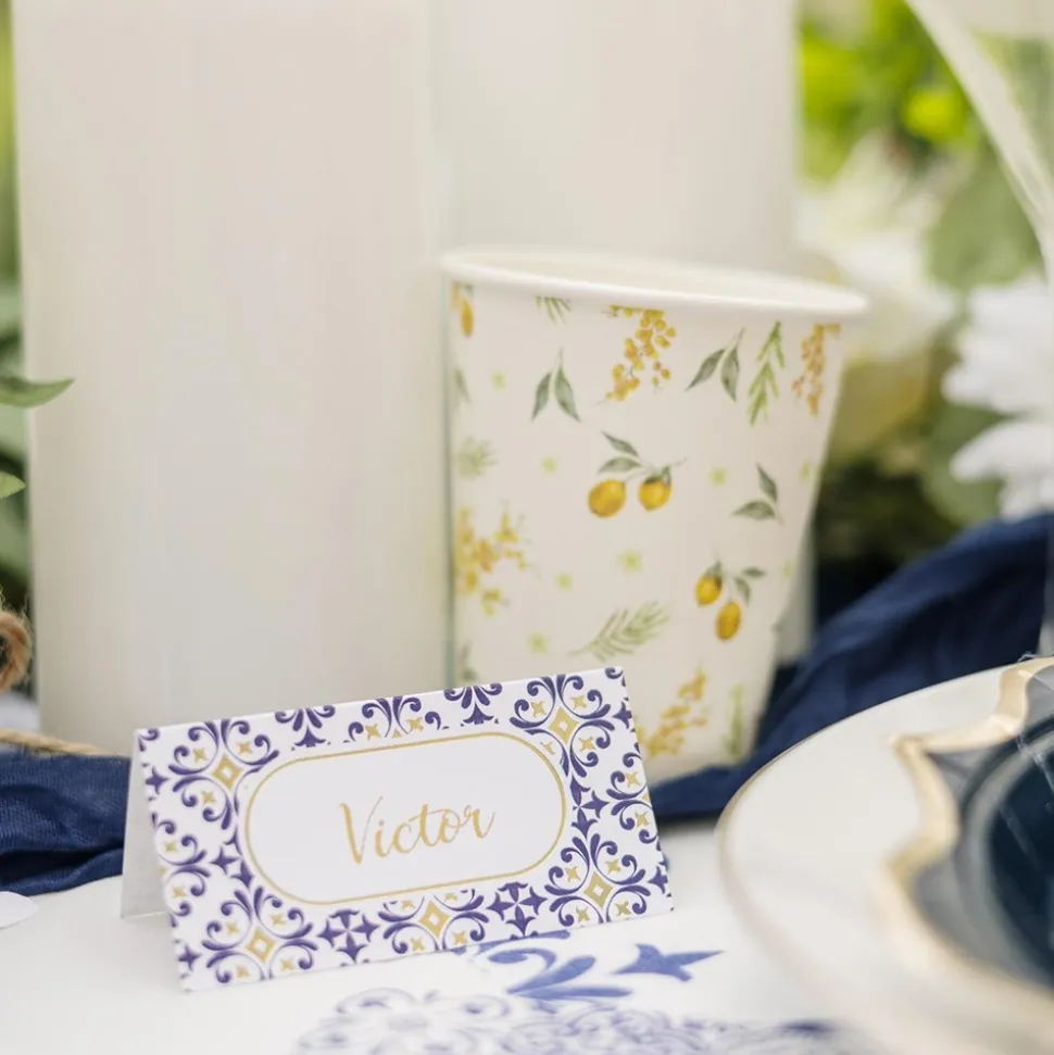10 MARQUE-PLACES CARTON DOLCE VITA 8X4CM BLEU