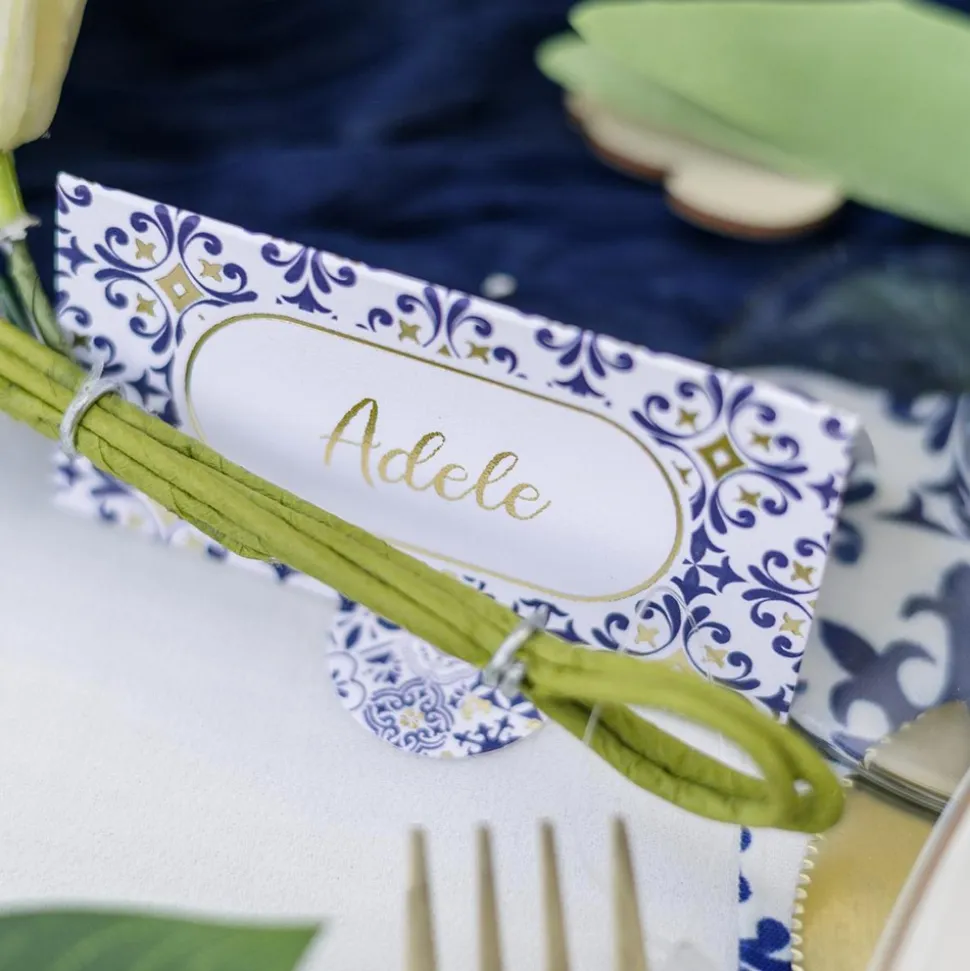 10 MARQUE-PLACES CARTON DOLCE VITA 8X4CM BLEU
