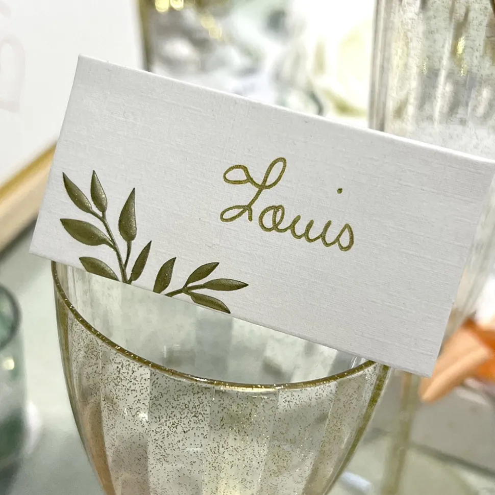 10 MARQUE-PLACES CARTON JOLIS BRINS 8X4CM OR
