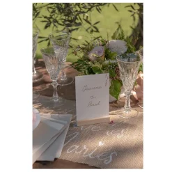MARQUE-TABLE ARDOISE SOCLE BOIS 10X14CM BLANC