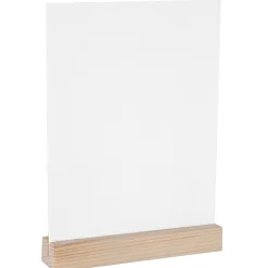MARQUE-TABLE ARDOISE SOCLE BOIS 10X14CM BLANC