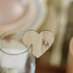 12 MARQUE-VERRES BOIS C?'UR 4.5X4CM NATURE