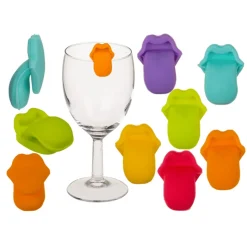 6 MARQUE-VERRES SILICONE BOUCHE ROCK 1.4X1CM