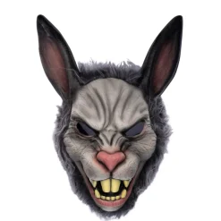 MASQUE FACIAL LAPIN HORREUR FOURRURE GRIS ADULTE