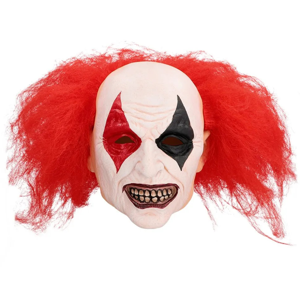 MASQUE LATEX CLOWN PERRUQUE ÉBOURIFFÉE ADULTE