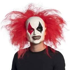 MASQUE LATEX CLOWN PERRUQUE ÉBOURIFFÉE ADULTE