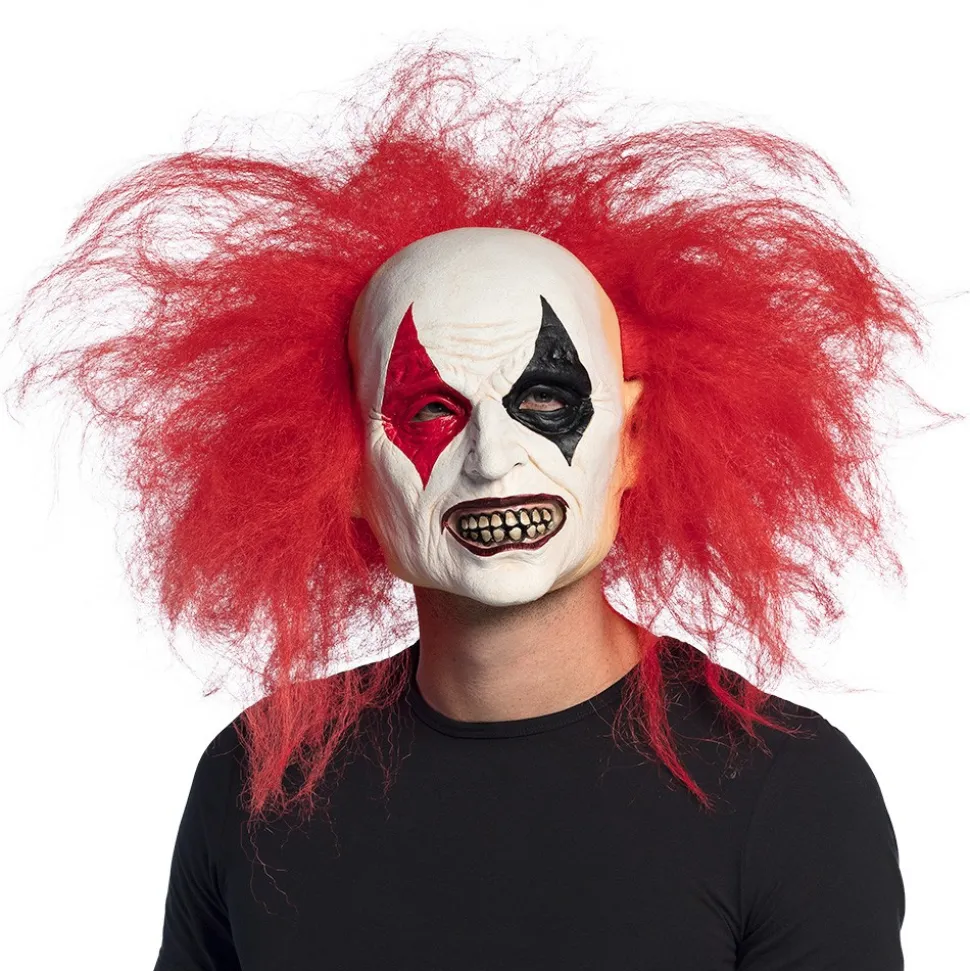 MASQUE LATEX CLOWN PERRUQUE ÉBOURIFFÉE ADULTE