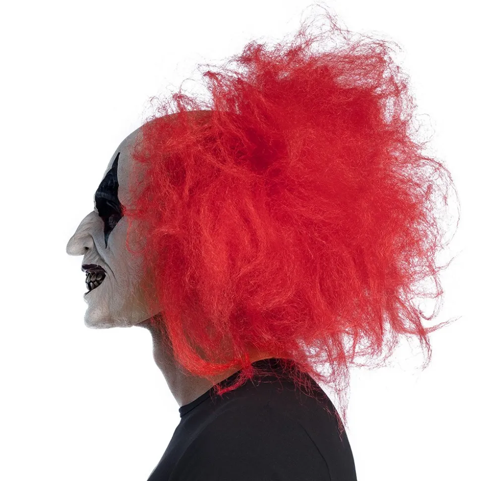 MASQUE LATEX CLOWN PERRUQUE ÉBOURIFFÉE ADULTE