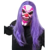 MASQUE LATEX PERRUQUE CLOWN FOU VIOLET ADULTE