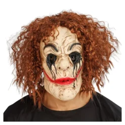 MASQUE LATEX PERRUQUE CLOWN RIDES SANGLOTS FEMME