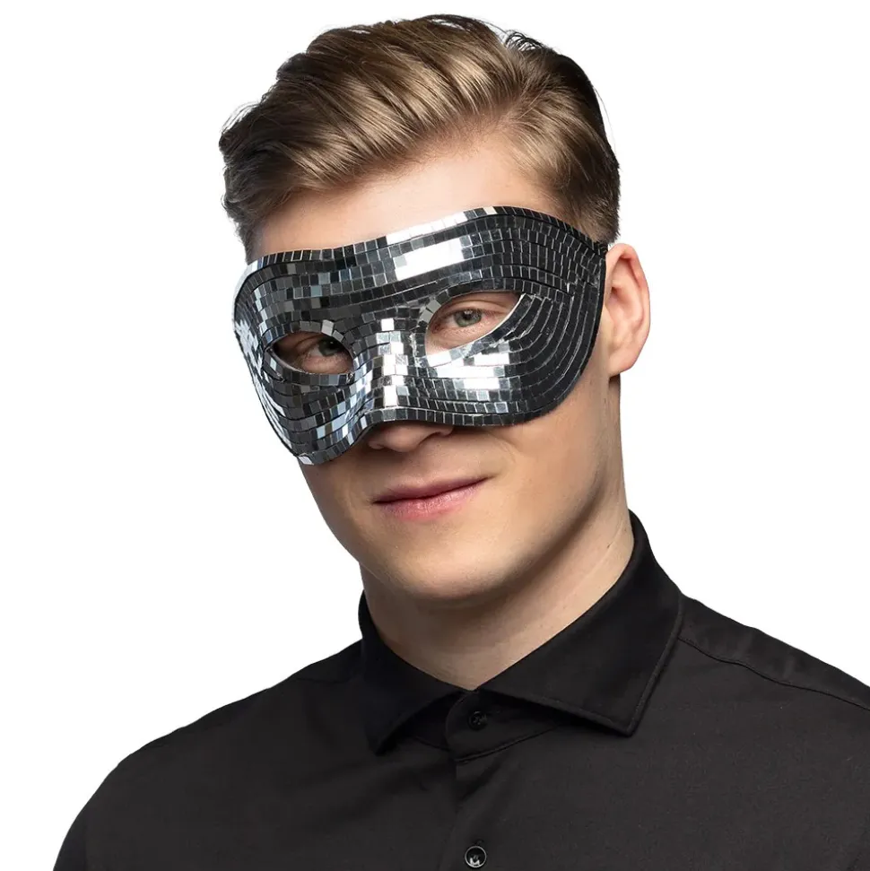 MASQUE LOUP FACETTES DISCO ARGENT ADULTE