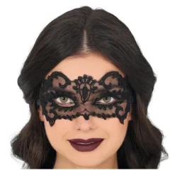 MASQUE LOUP VENISE BAROQUE DENTELLE NOIR ADULTE