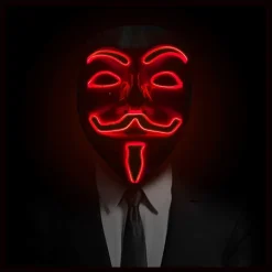 MASQUE RIGIDE ANONYMOUS VENDETTA LED ROUGE ADULTE