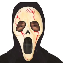 MASQUE RIGIDE ASSASSIN SANGLANT CAPUCHE ADULTE