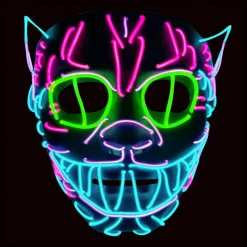 MASQUE RIGIDE CHAT FOU LED MULTICOLORE ADULTE