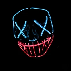 MASQUE RIGIDE CLOWN PURGE LED BLEU ROUGE ADULTE