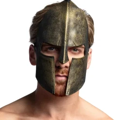 MASQUE SPARTIATE ROBUSTE OR ANTIQUE ADULTE