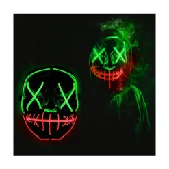 MASQUE TERRIFIANT HALLOWEEN LED VERTES ET ROUGES