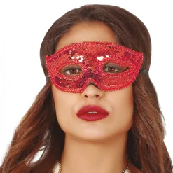 MASQUE VENISE SEQUINS ROUGE BRILLANT FEMME
