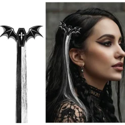 MÈCHE CHEVEUX SYNTHÉTIQUE NOIR BLANC CERCUEIL