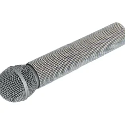 MICROPHONE FACTICE FACETTES DISCO 21CM ARGENT