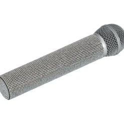 MICROPHONE FACTICE FACETTES DISCO 21CM ARGENT