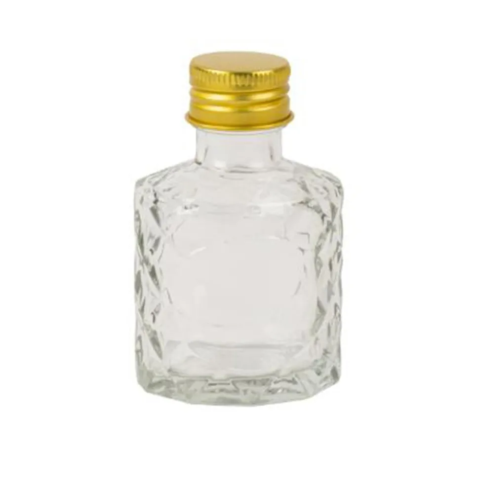 MIGNONETTE VERRE BOUCHON MÉTAL OR 50ML 5X8X4.3CM