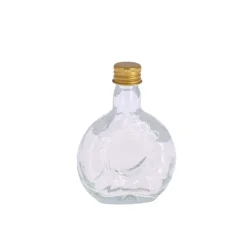 MIGNONNETTE VERRE COQUILLAGE BOUCHON OR 50ML 9.5CM