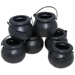 6 MINI CHAUDRONS EN PLASTIQUE NOIR