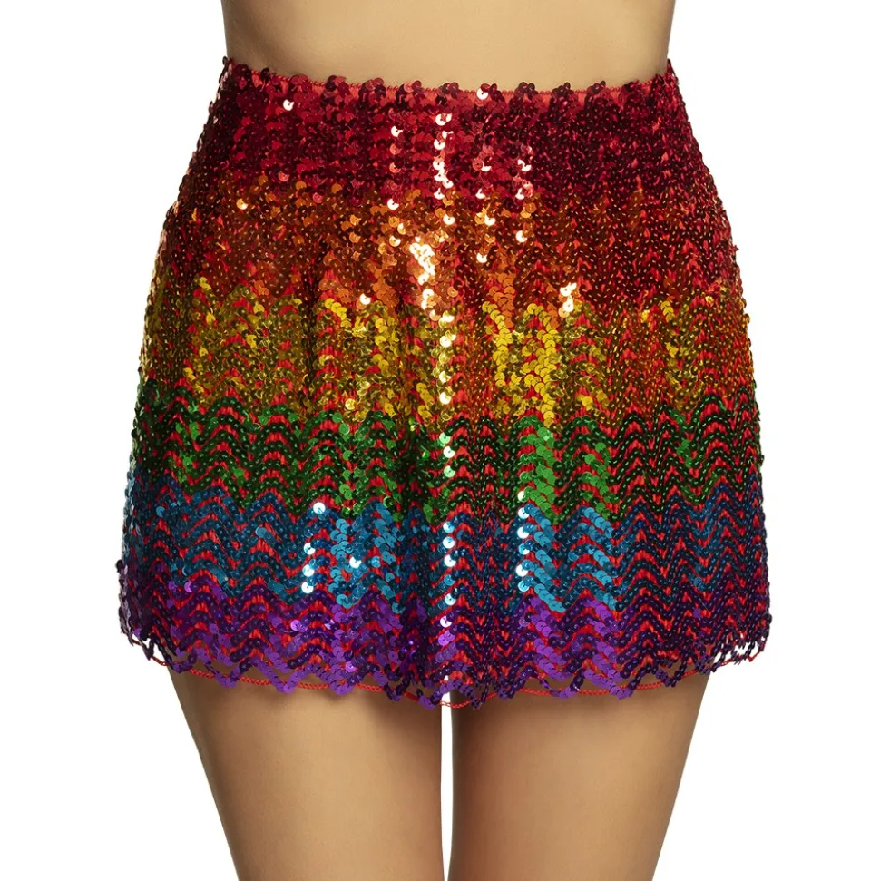 MINI-JUPE STRETCH SEQUIN MULTICOLORE