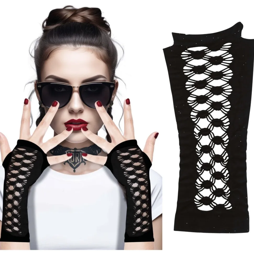 MITAINES GANTS LONGS GOTHIQUE NOIR FEMME