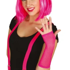 MITAINES GANTS LONGS RÉSILLES ROSE FLUO FEMME