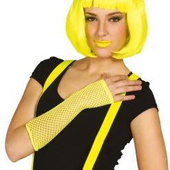 MITAINES GANTS LONGS RÉSILLES JAUNE FLUO FEMME