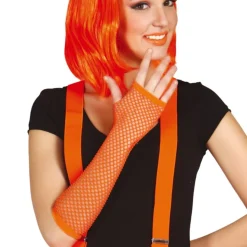 MITAINES GANTS LONGS RÉSILLES ORANGE FLUO FEMME