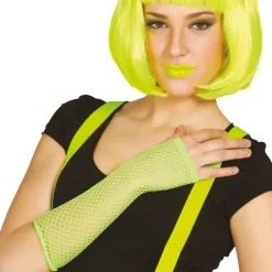 MITAINES GANTS LONGS RÉSILLES VERT FLUO FEMME