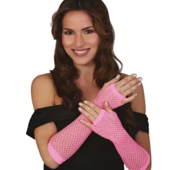 MITAINES GANTS LONGS RÉSILLES ROSE FEMME