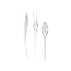 MÉNAGÈRE 30 COUVERTS DE TABLE RÉUTILISABLES TRANSPARENT