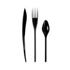 MÉNAGÈRE 30 COUVERTS DE TABLE RÉUTILISABLES NOIR