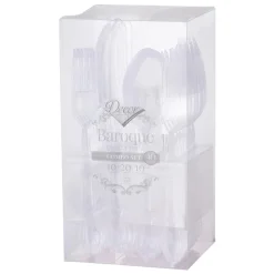 MÉNAGÈRE 40 PIÈCES RÉUTILISABLE BAROQUE TRANSPARENT