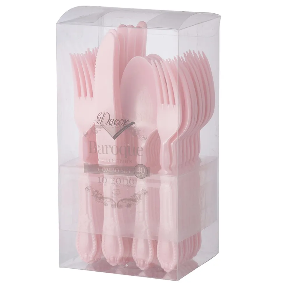 MÉNAGÈRE 40 PIÈCES RÉUTILISABLE BAROQUE ROSE PERLÉ