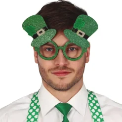 MONTURE LUNETTES CHAPEAU VERT PAILLETÉ LEPRECHAUN