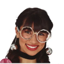 MONTURE LUNETTES DISCO BOULES À FACETTES ARGENT