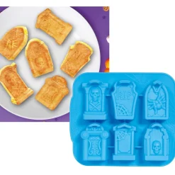 MOULE 6 BISCUITS SILICONE TOMBE MORT 21X18CM BLEU