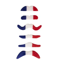 6 MOUSTACHES TRICOLORE FRANCE SUPPORTER ADULTE