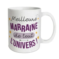 MUG CÉRAMIQUE PAILLETTES MARRAINE UNIVERS 30CL