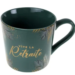 MUG CÉRAMIQUE RETRAITE DORÉE 9CM VERT CÉLADON