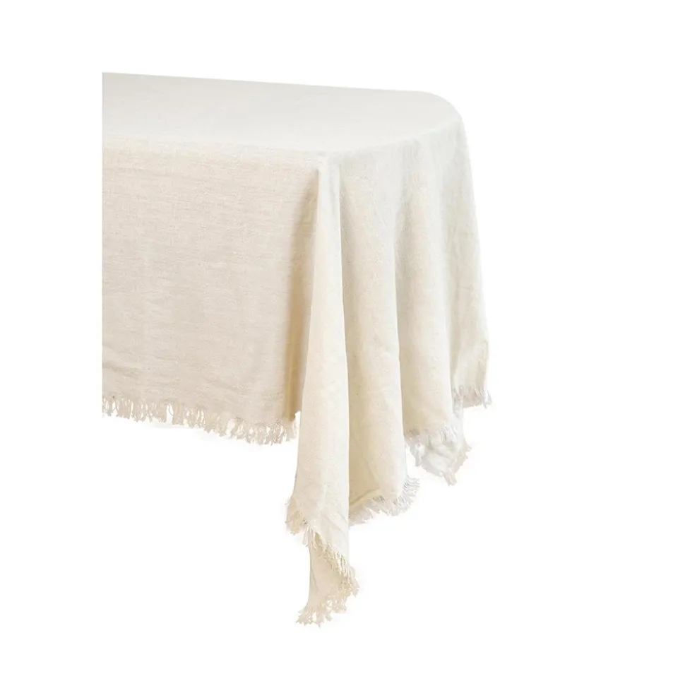 NAPPE COTON EFFILOCHÉE LAVABLE 1.4X2.4M CRÈME