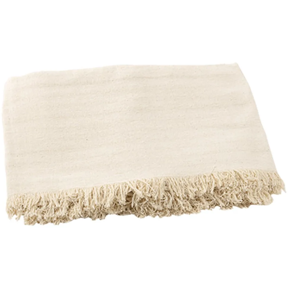 NAPPE COTON EFFILOCHÉE LAVABLE 1.4X2.4M CRÈME