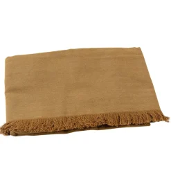 NAPPE COTON EFFILOCHÉE LAVABLE 1.4X2.4M CAMEL