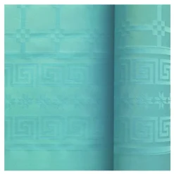 NAPPE PAPIER DAMASSÉ 6X1.18M TURQUOISE